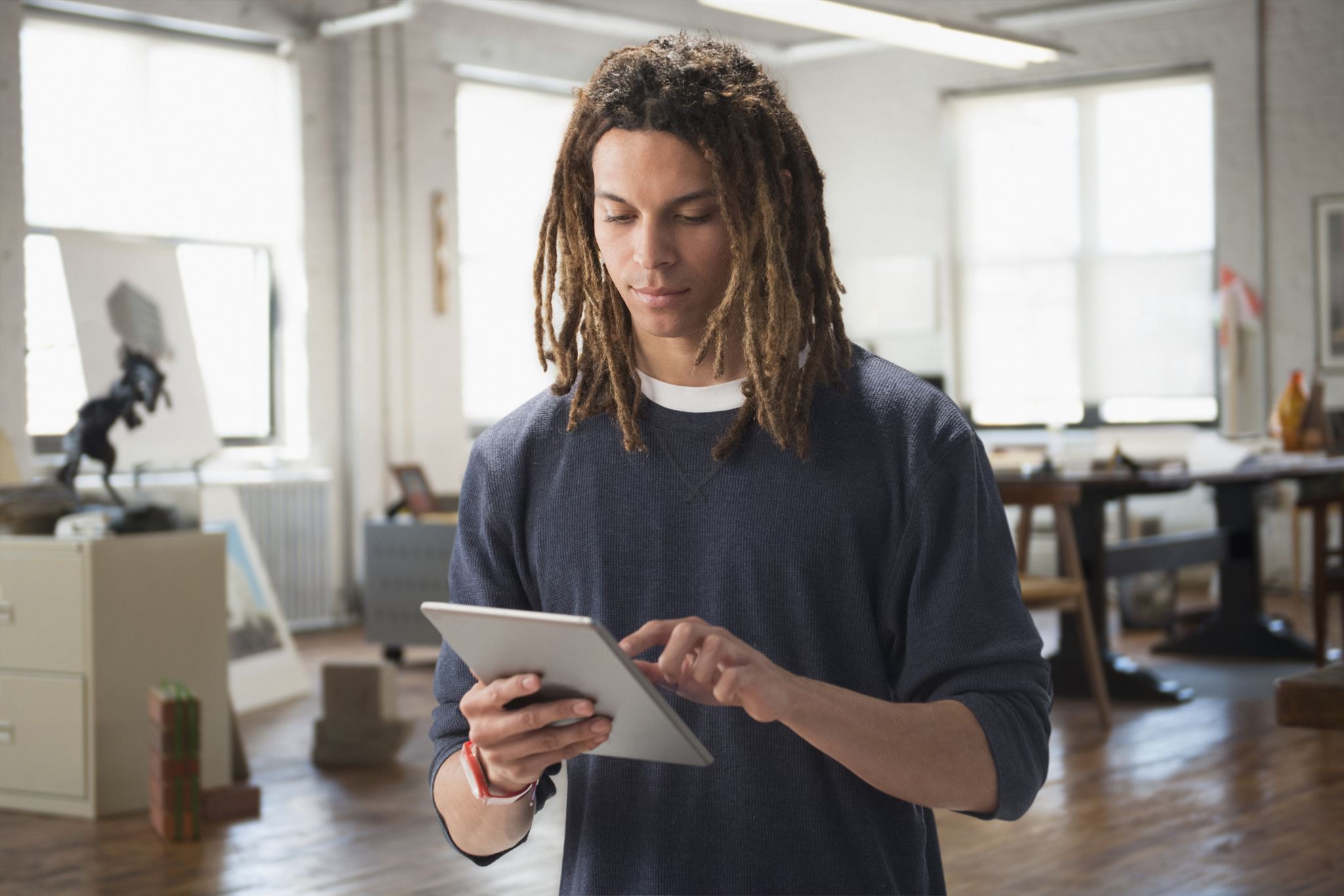 Designer working on tablet